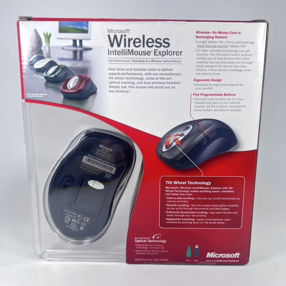 NIB Microsoft Wireless IntelliMouse Explorer M03-00069 Crimson Fire Open Box New